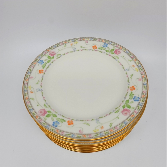 Vintage Nortaki 5-Salad Plates 7213 Ivory China Finale 8 3/8" Gold Rim - Picture 3 of 10